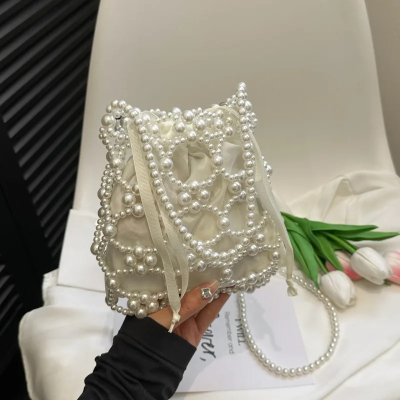 Beading White Bucket Shoulder  - Luxury Bags On Sales 评论和价格